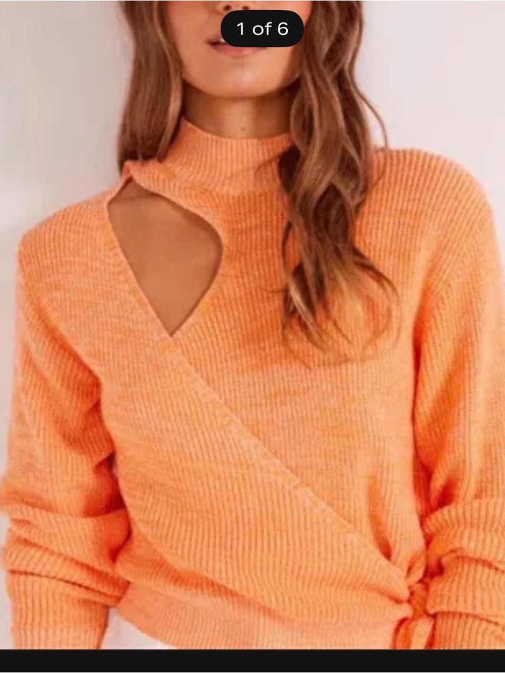 MinkPink Orange Cutout Wrap Turtleneck Sweater Side Large.
